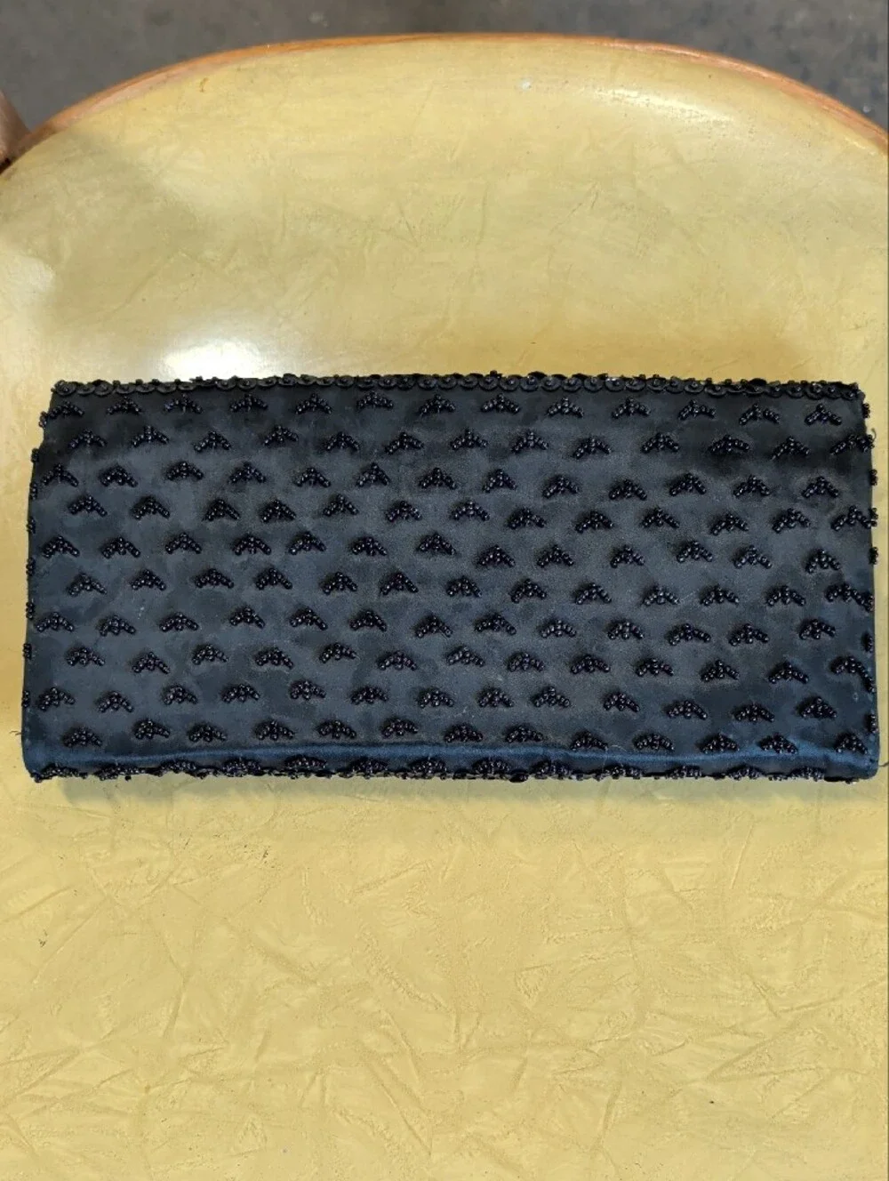 Vintage 1950s Black Beaded Clutch Evening Bag - Hand Made in Hong Kong